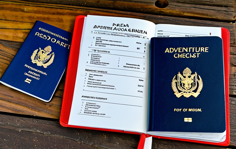 Preparing for Papua New Guinea - Checklist**

A well-organized travel checklist for Papua New Guinea displayed on a rustic wooden table. Items include a passport, visa, travel insurance documents, a map of Papua New Guinea, insect repellent, sunscreen, and a phrasebook for Tok Pisin.  The scene is bathed in warm, natural light, suggesting adventure and preparation. Add the text "Papua New Guinea Adventure Checklist" at the top of the image in a clear, readable font. Safe for work, appropriate content, fully clothed (documents and objects only), professional, family-friendly, perfect composition, high resolution, realistic.

**