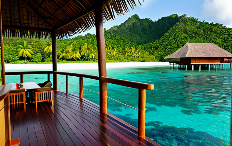 Lissenung Island Resort - Sustainable Paradise**

"A picturesque overwater bungalow at Lissenung Island Resort, Papua New Guinea, bathed in the warm glow of sunset. The bungalow is crafted from natural materials and blends seamlessly with the tropical environment. Solar panels are subtly visible, indicating the resort's commitment to sustainability. A family is enjoying the view from their private deck, fully clothed in modest swimwear and casual attire. Lush tropical vegetation surrounds the resort. Safe for work, appropriate content, family-friendly, professional photography, perfect anatomy, correct proportions, natural pose, high quality."

**